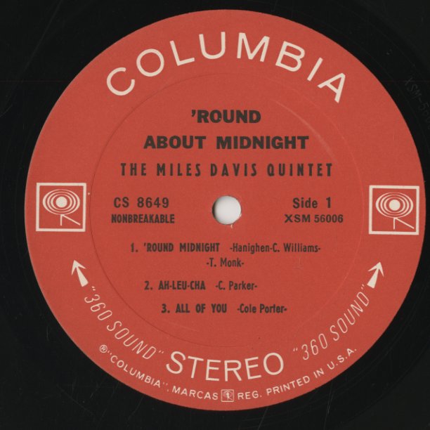 Miles Davis / マイルス・デイヴィス / 'Round About Midnight (CS 8649) 1968 US Columbia 2EYE