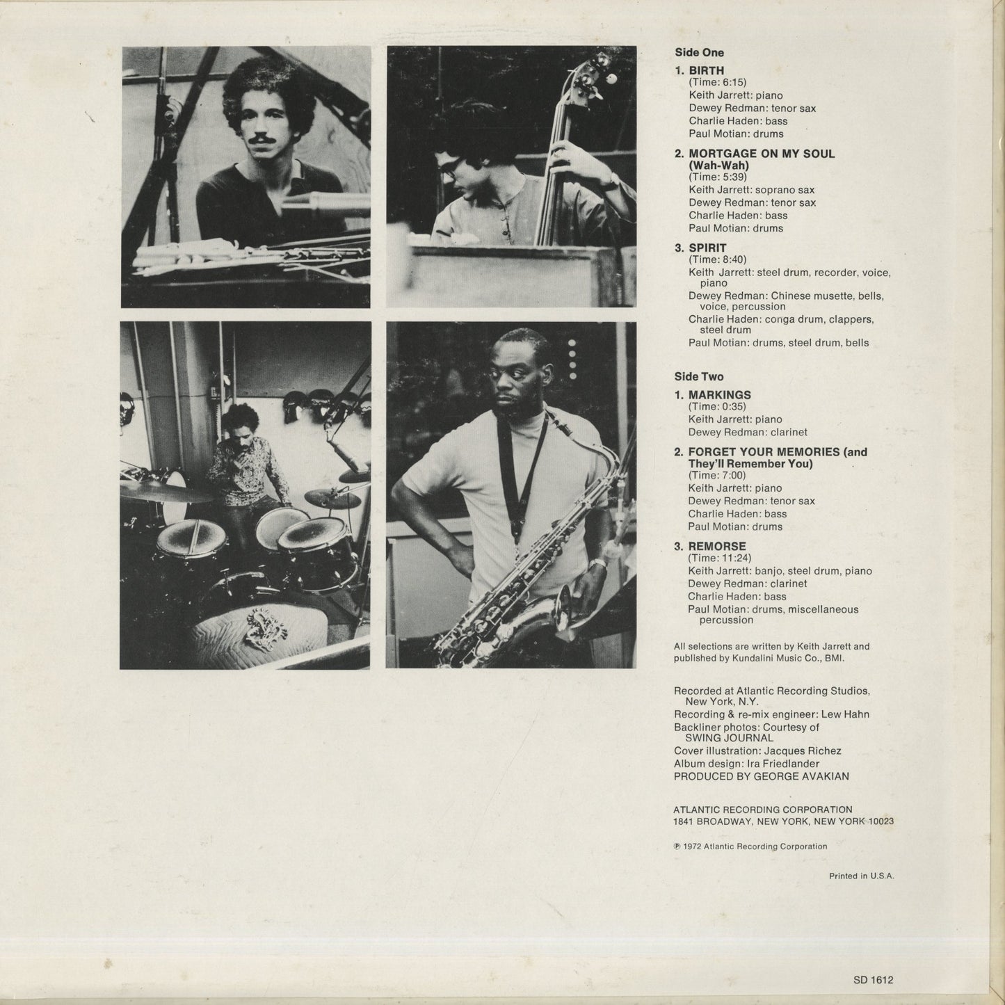 Keith Jarrett / キース・ジャレット / Birth (SD 1612)