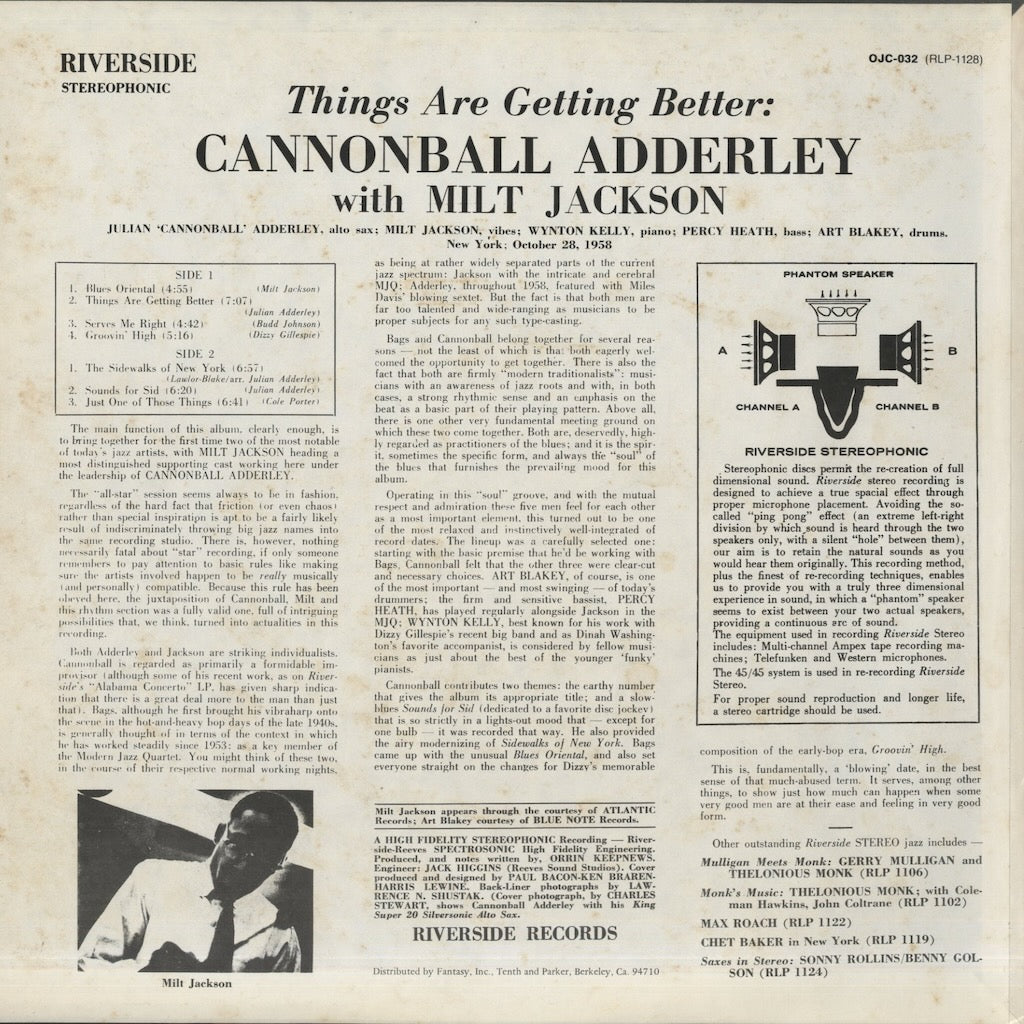 Cannonball Adderley / キャノンボール・アダレイ / Things Are Getting Better (OJC-1128)