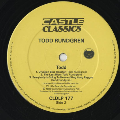 Todd Rundgren / トッド・ラングレン / Todd (CLDLP177)