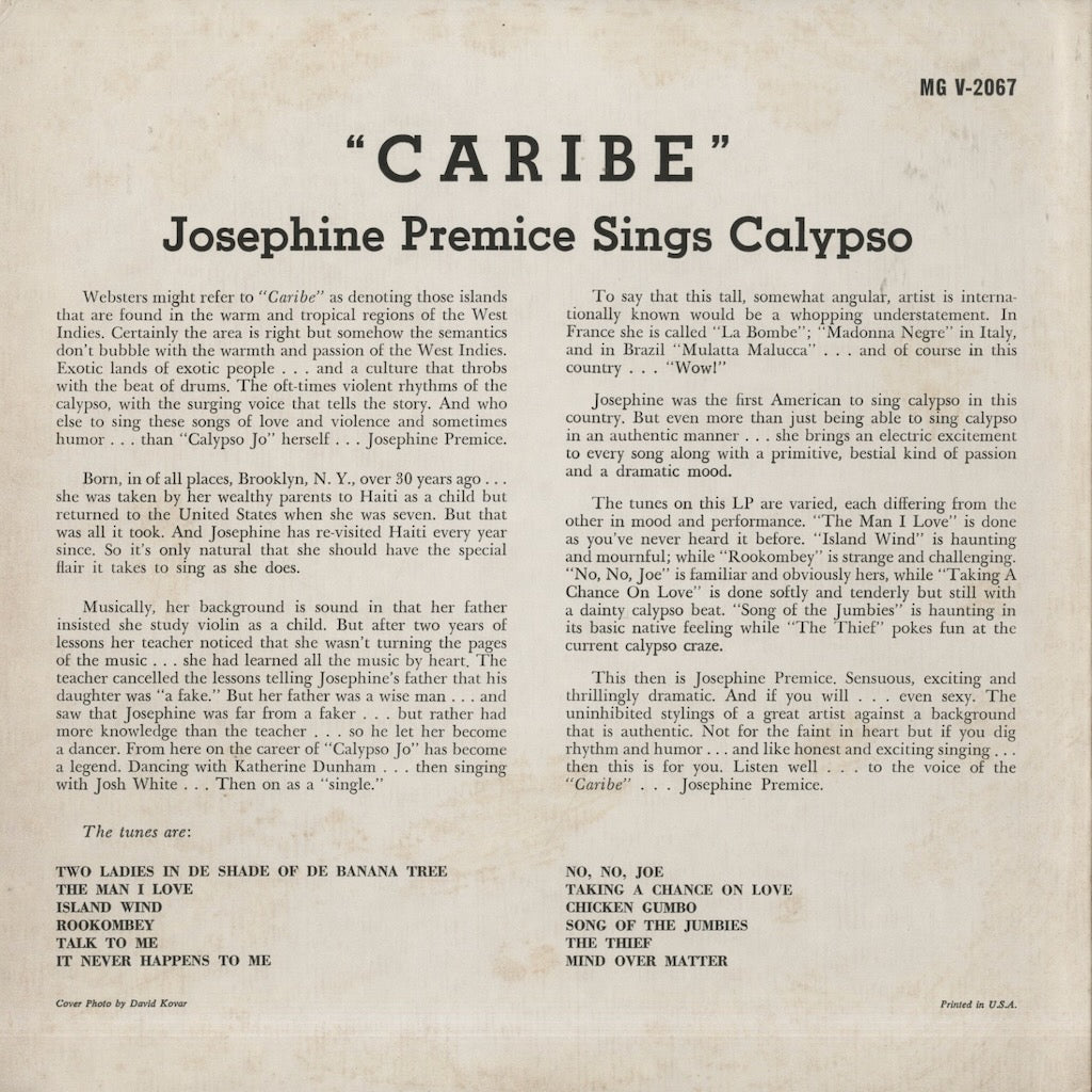 Josephine Premice / ジョセフィーン・プレマイス / CARIBE (MGV2067)