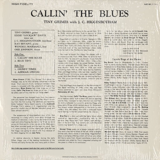 Tiny Grimes With J.C. Higginbotham – Callin' The Blues (OJC-191) LP 1985 US Prestige/OJC｜中古LP