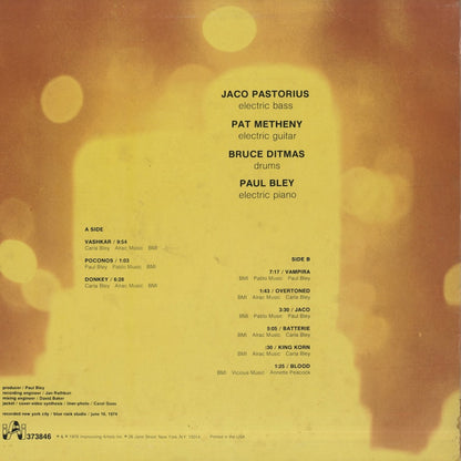 Jaco Pastorius / Pat Metheny / Bruce Ditmas / Paul Bley (IAI 373846)