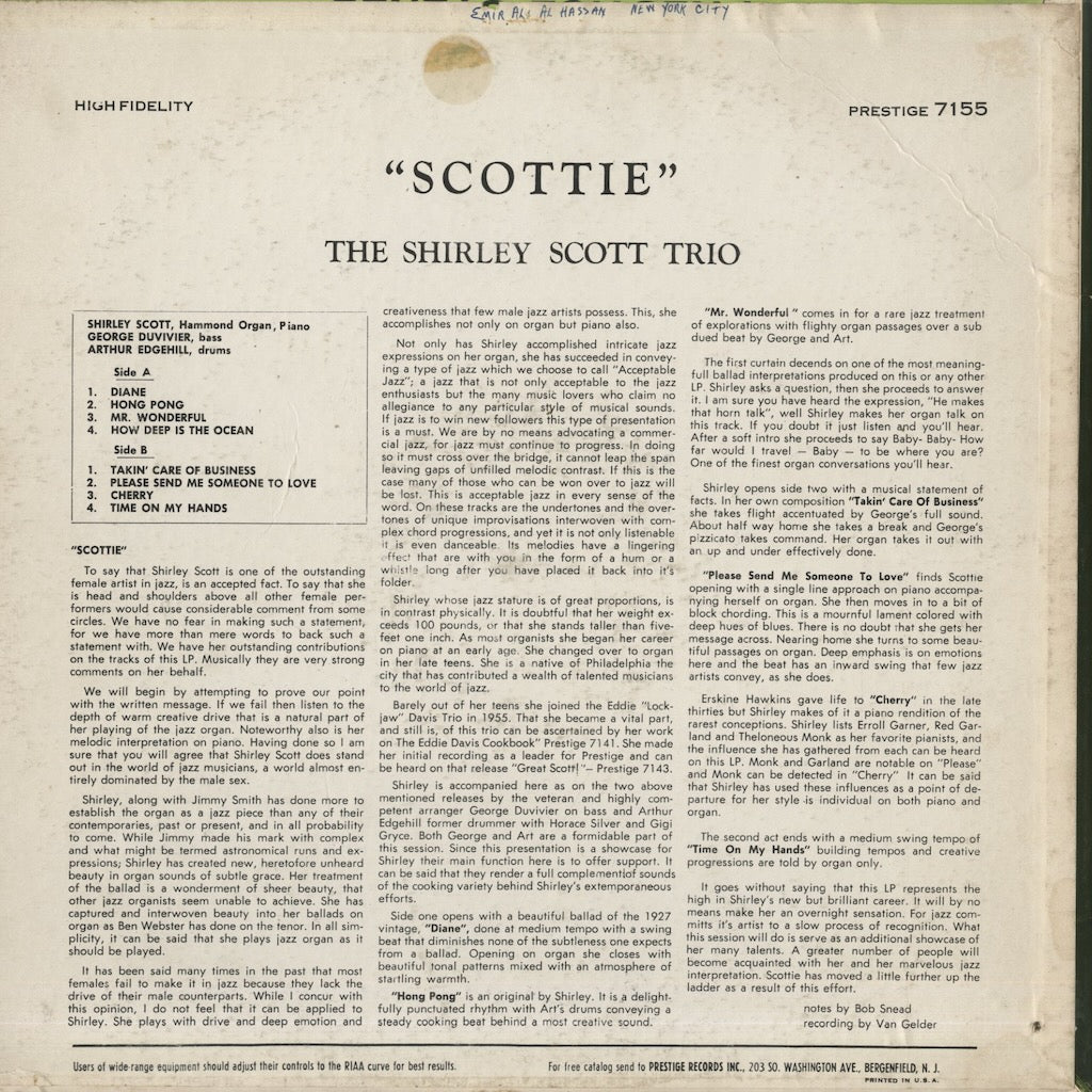 Shirley Scott / シャーリー・スコット / Scottie (PRLP7155)