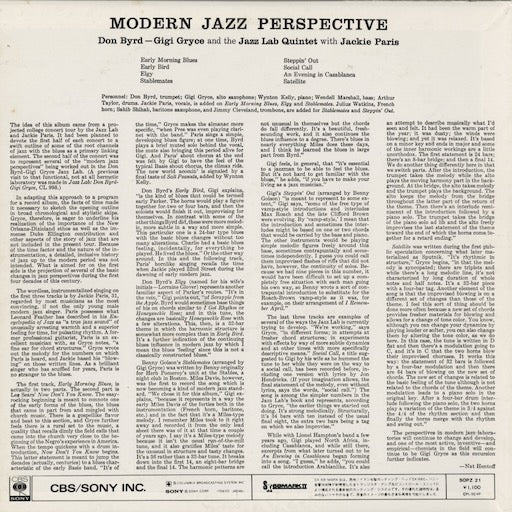 Donald Byrd / Gigi Gryce - Modern Jazz Perspective (SOPZ21) 1973 JPN CBS-Sony｜中古LP