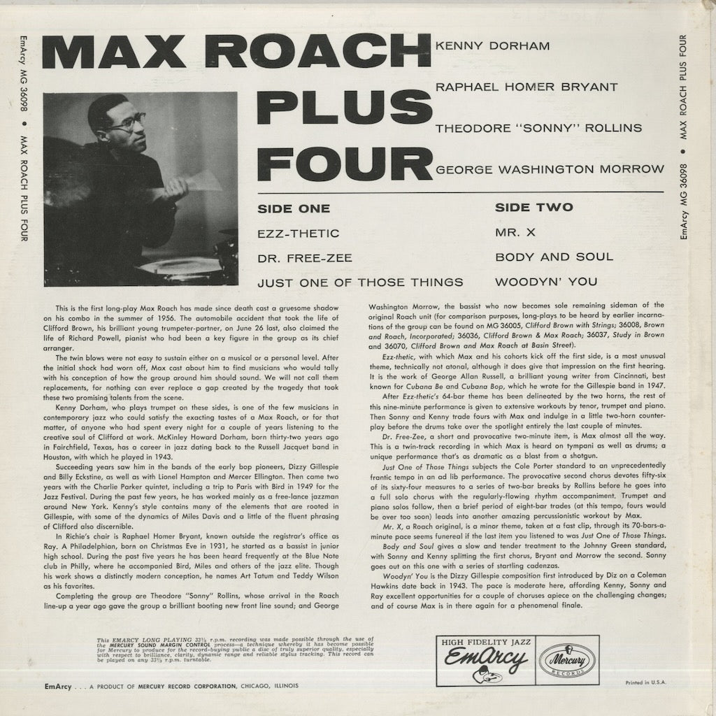 Max Roach - Plus Four (MG 36098) 1970's US Mercury｜中古LP