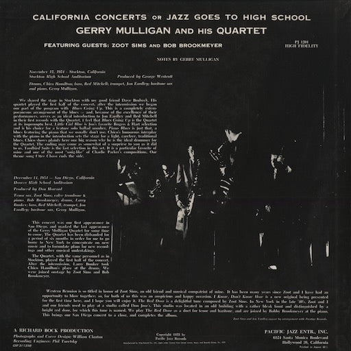 Gerry Mulligan - California Concerts (GXF 3113(M)) 1978 JPN Pacific Jazz｜中古LP