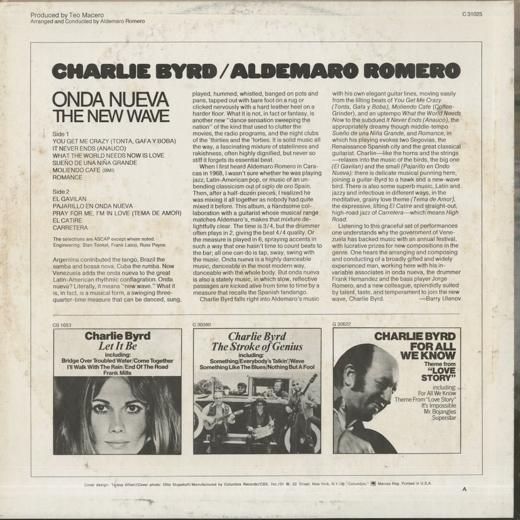 Charlie Byrd - Aldemaro Romero / チャーリー・バード　アルデマロ・ロメロ / Onda Nueva (C31025)