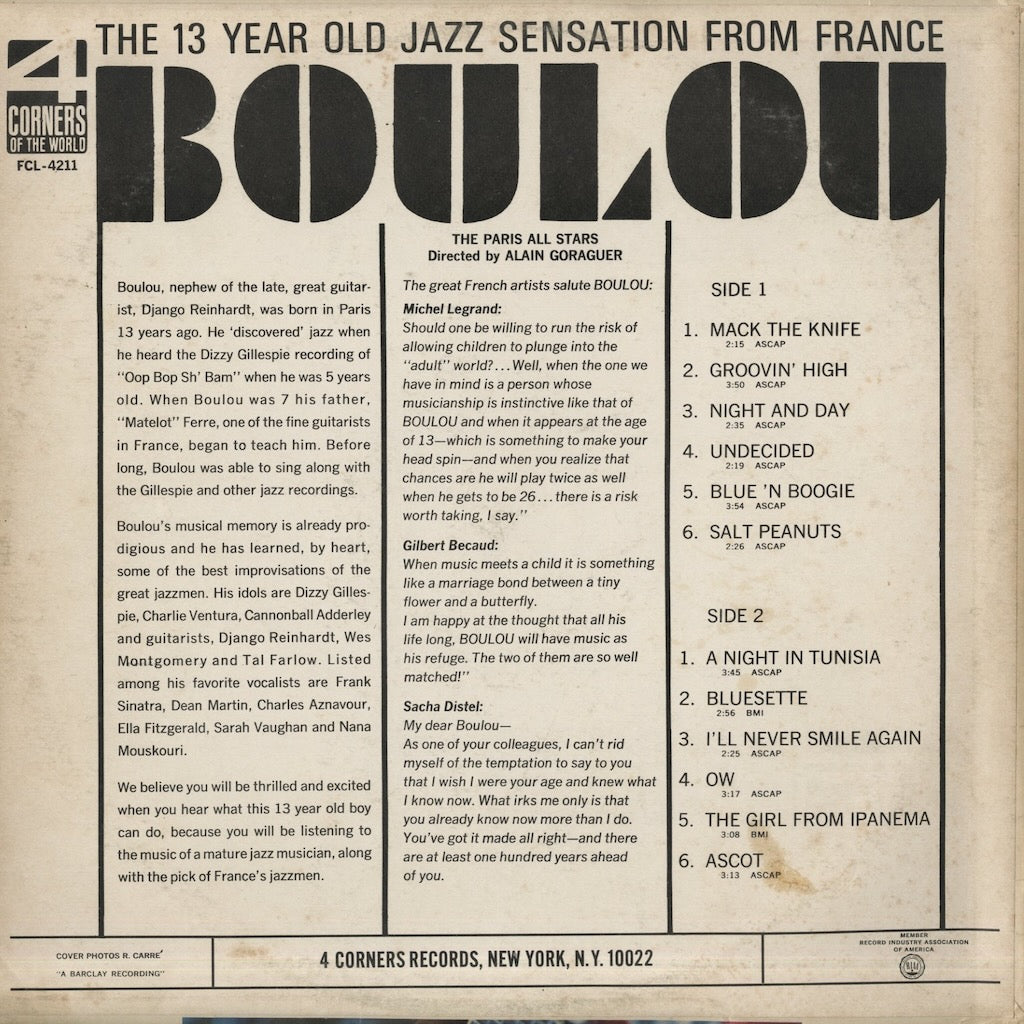 Boulou / ブールー / The 13 Year Old Jazz Sensation From France (FCL-4211)