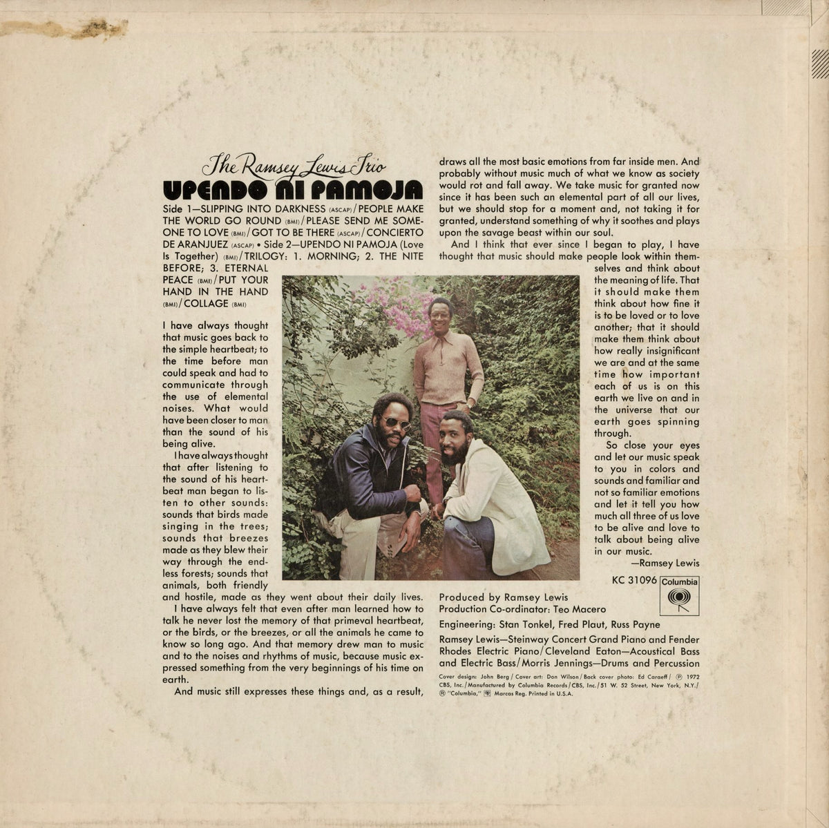 Ramsey Lewis – Upendo Ni Pamoja (KC 31096) 1972 US Columbia｜中古LP