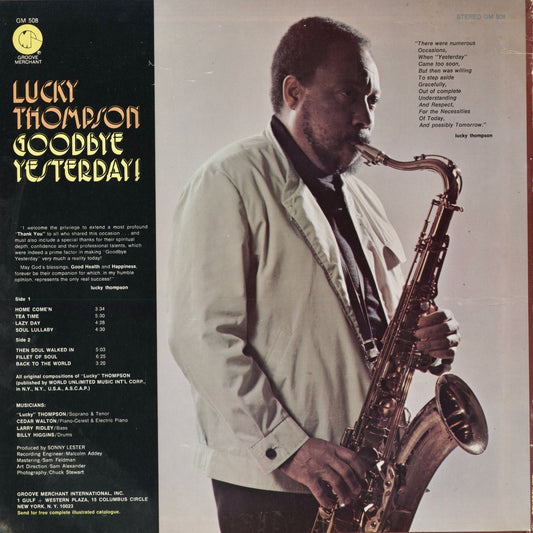 Lucky Thompson - Goodbye Yesterday (GM 508) 1973 US Groove Merchant｜中古LP