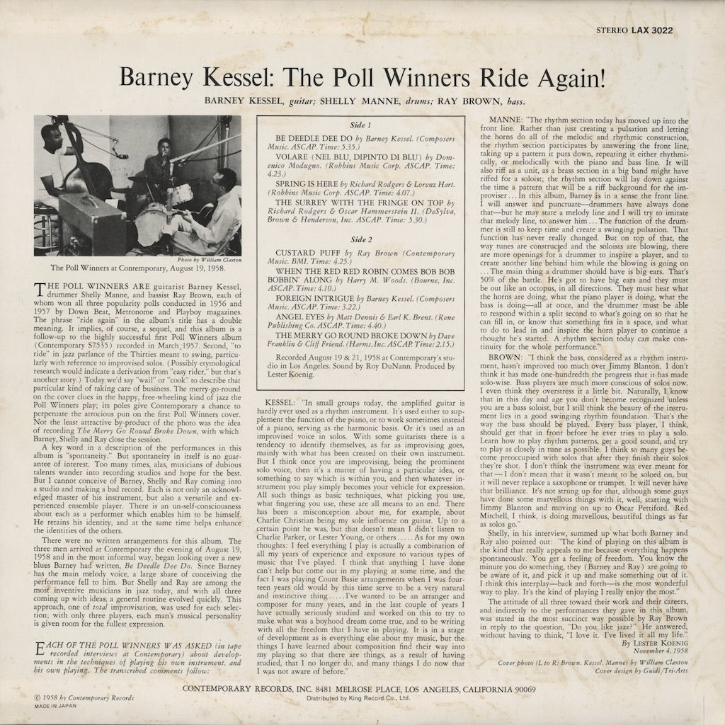 Barney Kessel / バーニー・ケッセル / The Poll Winners Ride Again! (LAX3022)