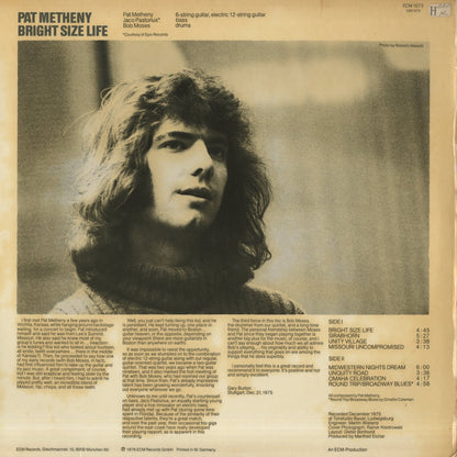 Pat Metheny / パット・メセニー / Bright Size Life (ECM1073)