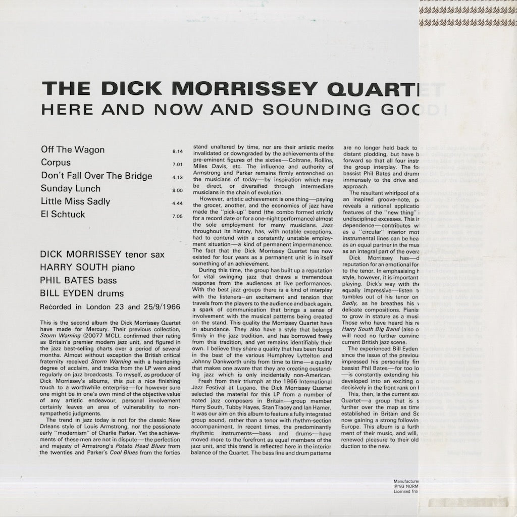 Dick Morrissey Quartet – Here And Now And Sounding Good (NLP6006) LP 1993 JPN NORMA | 中古LP