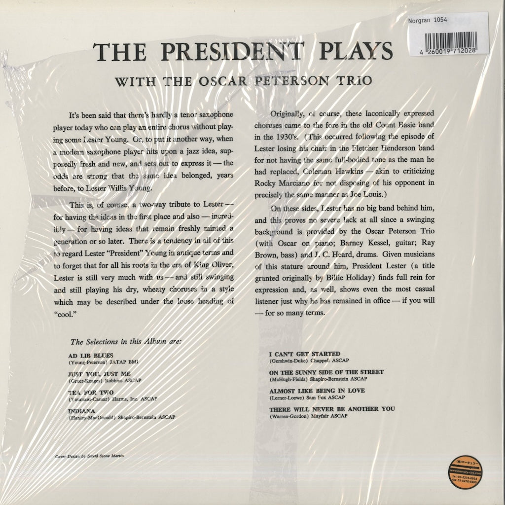 Lester Young With The Oscar Peterson Trio / レスター・ヤング / The President Plays - Audiophile 180g (MG N-1054)