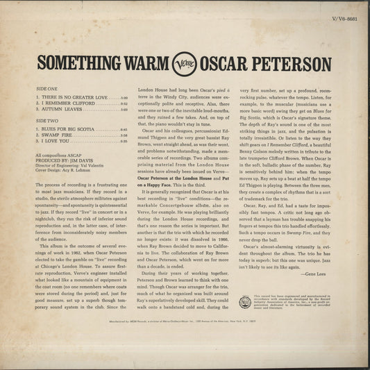 Oscar Peterson – Something Warm (V6 8681) LP 1967 US Verve - MGM Records | 中古LP