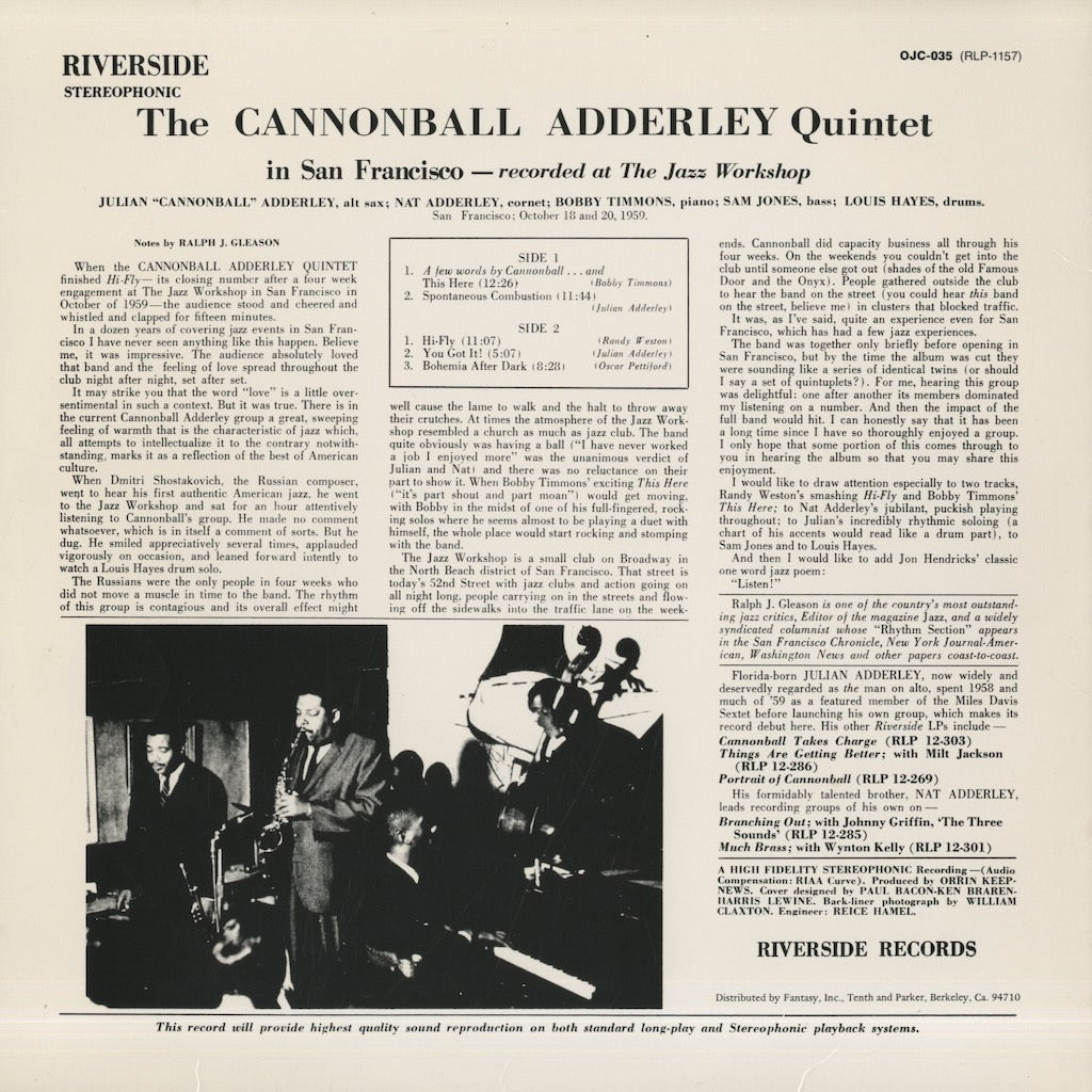 Cannonball Adderley / キャノンボール・アダレイ / In San Francisco (OJC-035)