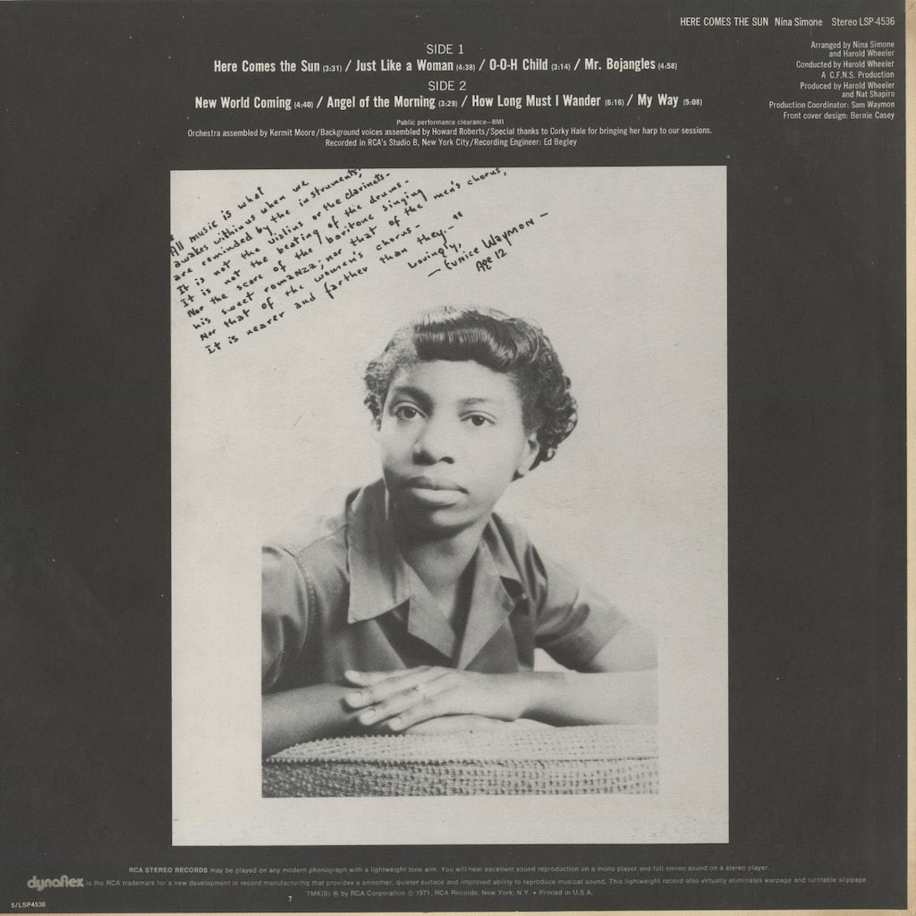 Nina Simone / ニーナ・シモン / Here Comes The Sun (LSP-4536)