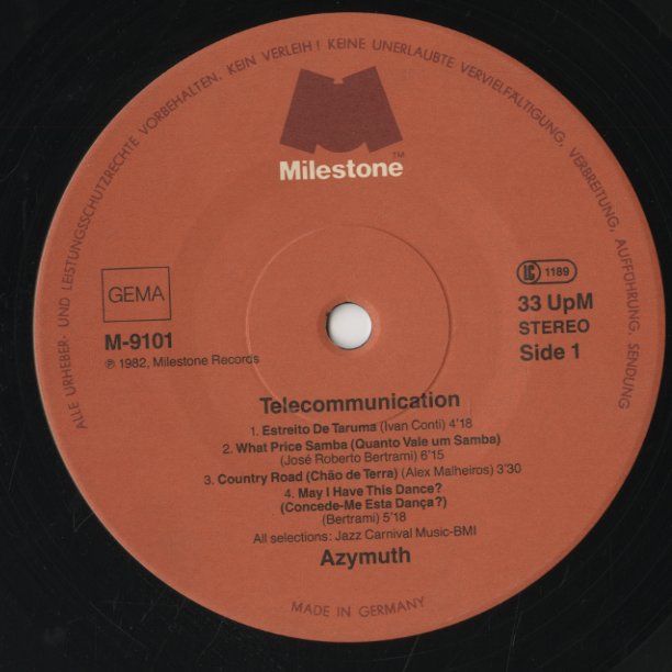 Azymuth / アジムス / Telecommunications - Germany Press (M-9101)