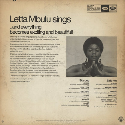 Letta Mbulu / レッタ・ムブール / Letta Mbulu Sings (ST2874)