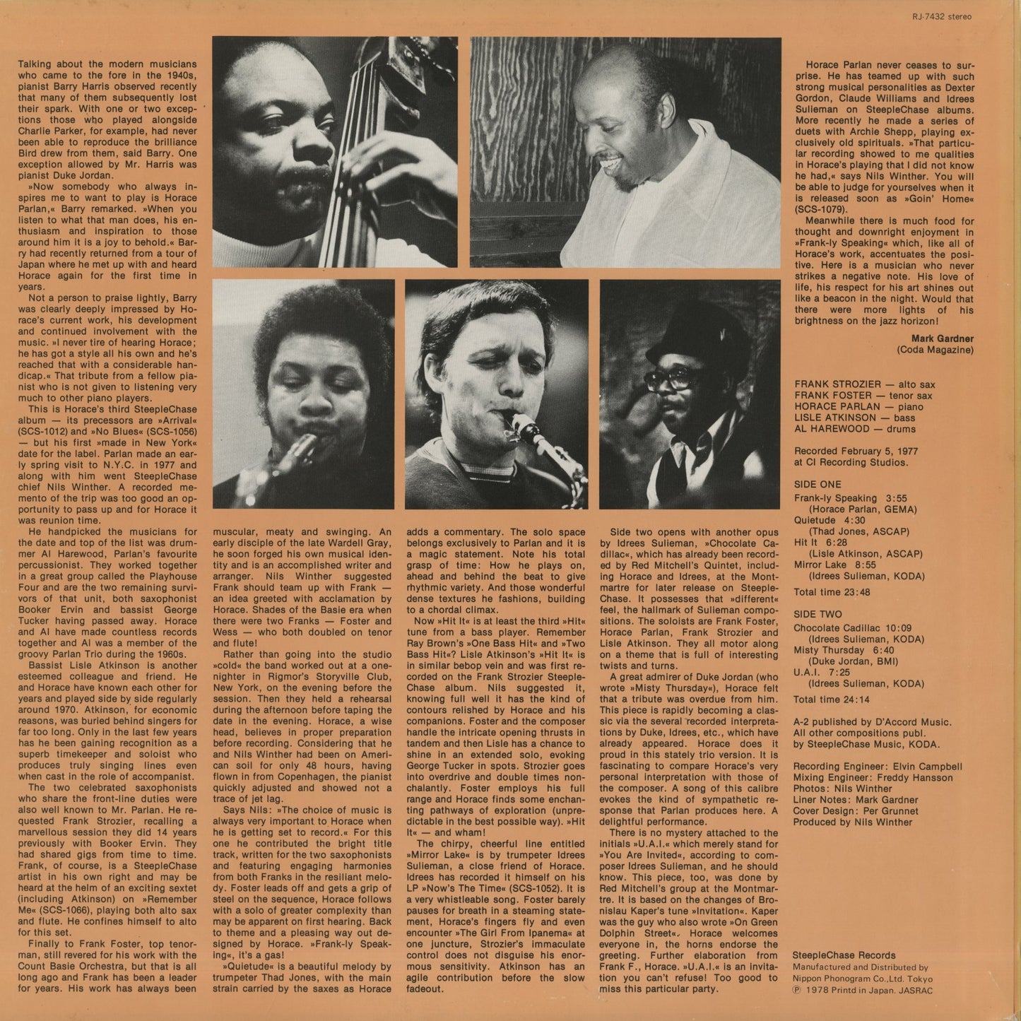 Horace Parlan / ホレス・パーラン / Frank-ly Speaking (RJ-7432)