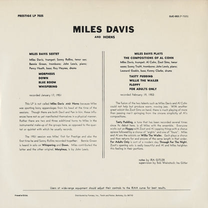 Miles Davis / マイルス・デイヴィス / Miles Davis And Horns (OJC-053)