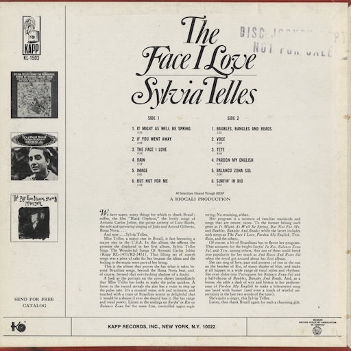 Sylvia Telles - The Face I Love (KL-1503) LP 1963 US Kapp｜中古LP