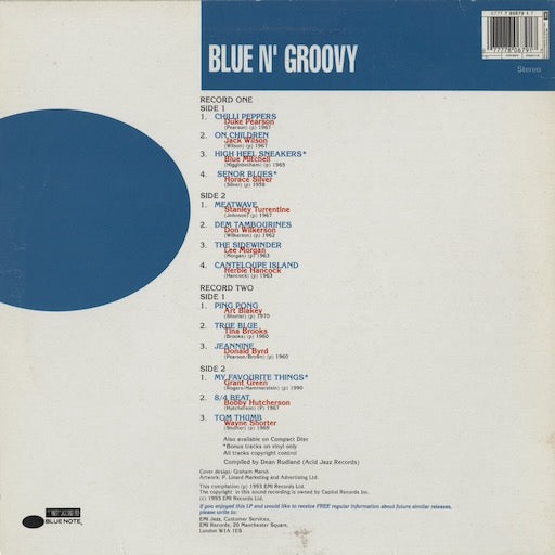 Various - Blue 'N' Groovy (Blue Note Connects With The Good Vibes) (0777 7 80679 1 7) 1993 UK Blue Note｜中古LP