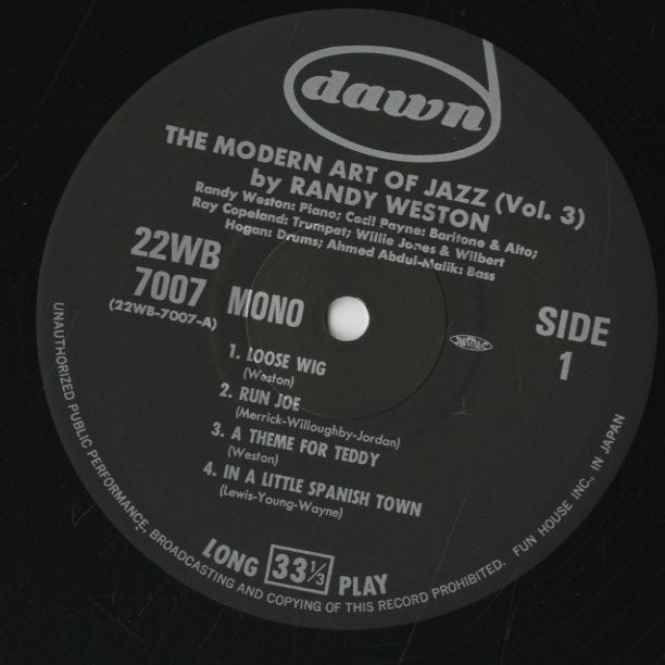 Randy Weston - Modern Art Of Jazz By Randy Weston (POJJ-1545) LP 1988 JPN Dawn｜中古LP