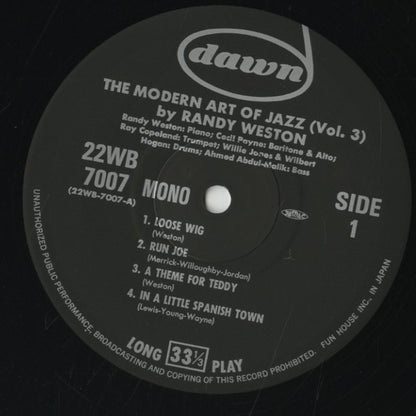 Randy Weston - Modern Art Of Jazz By Randy Weston (POJJ-1545) LP 1988 JPN Dawn｜中古LP