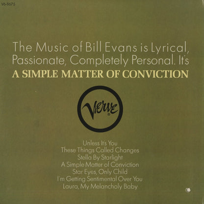 Bill Evans / ビル・エヴァンス / A Simple Matter Of Conviction (V6-8675)