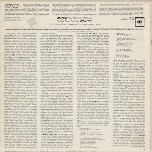 Olatunji - High Life! (CS8796) LP 1963 US Columbia｜中古LP