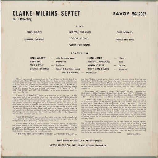 Kenny Clarke & Ernie Wilkins (MG 12007) 1970's US Savoy｜中古LP