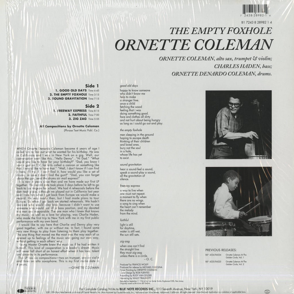 Ornette Coleman - The Empty Foxhole (B1-28982) LP 1994 US Blue Note Connoisseur Series｜中古LP