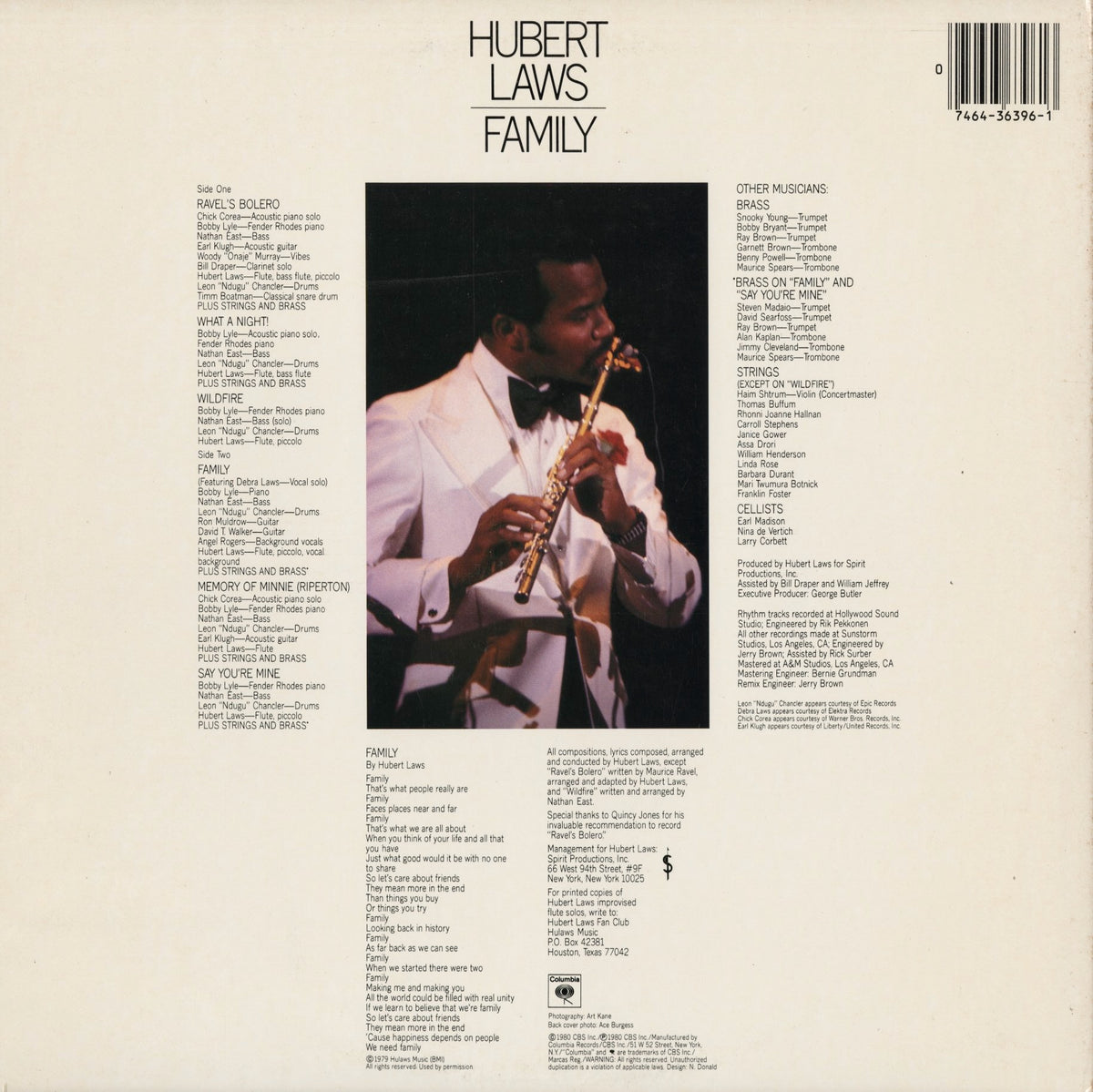 Hubert Laws - Family (JC36396) 1980 US Columbia｜中古LP