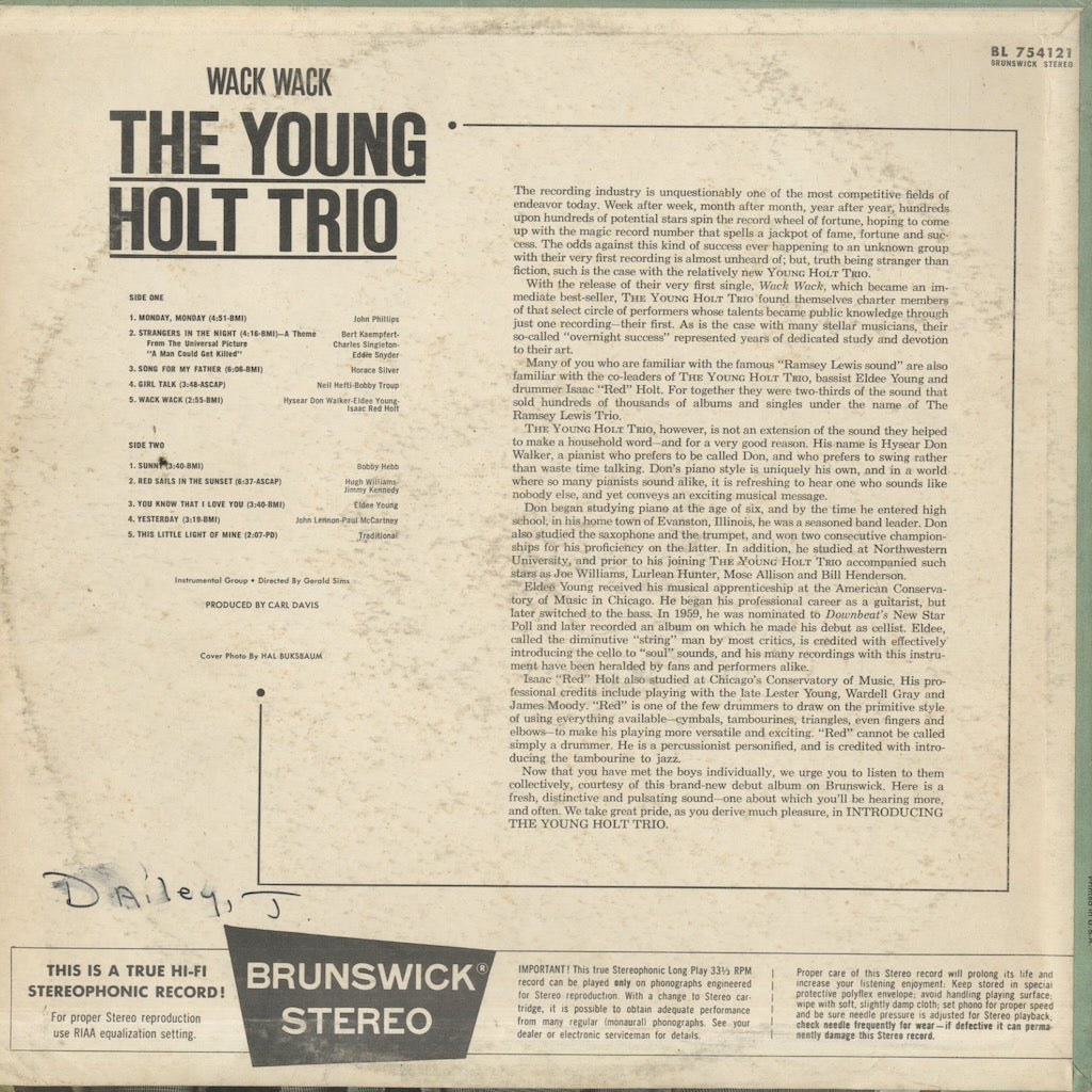 The Young Holt Trio – Wack Wack (BL 754121) LP 1966 US Brunswick | 中古LP
