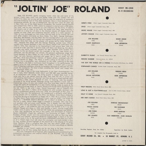 Joe Roland - Joltin' Joe Roland (MG-12039) LP 1960's US Savoy｜中古LP
