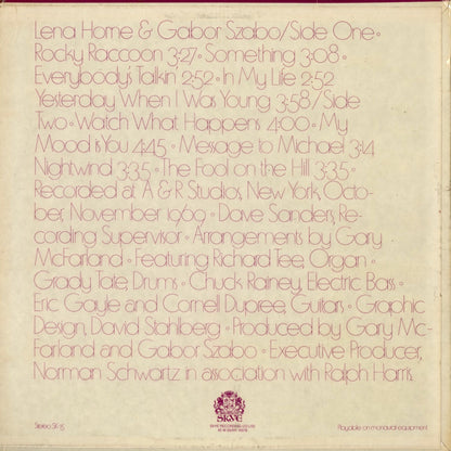 Lena Horne & Gabor Szabo – Watch What Happens (SK 15) 1970 US SKYE｜中古LP