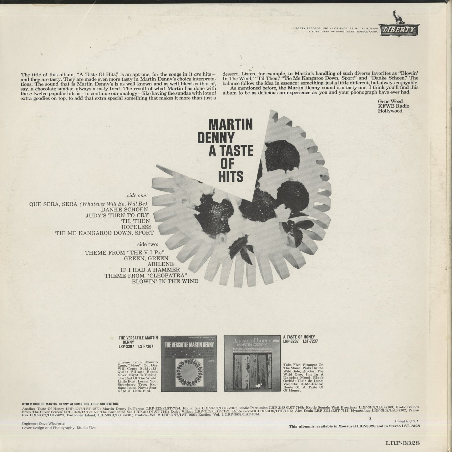 Martin Denny - A Taste Of Hits (LRP-3328) 1964 US Liberty MONO｜中古LP