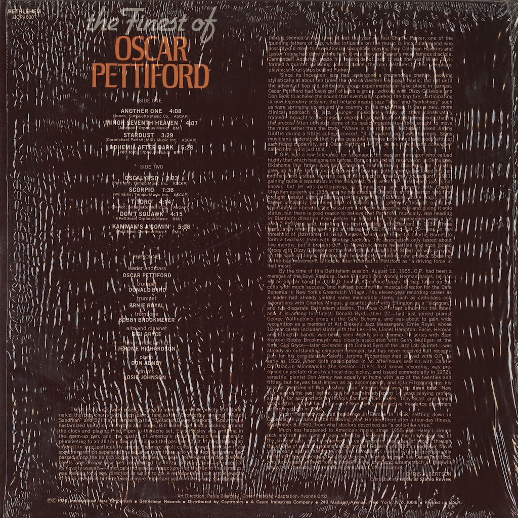 Oscar Pettiford - The Finest of Oscar Pettiford (BCP-6007) LP 1976 US BETHLEHEM｜中古LP