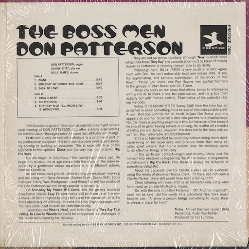 Don Patterson - The Boss Men (PR 7466) 1967 US Prestige｜中古LP