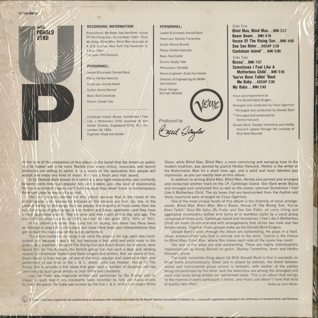 Donald Byrd / ドナルド・バード / Up With Donald Byrd (V-8609)