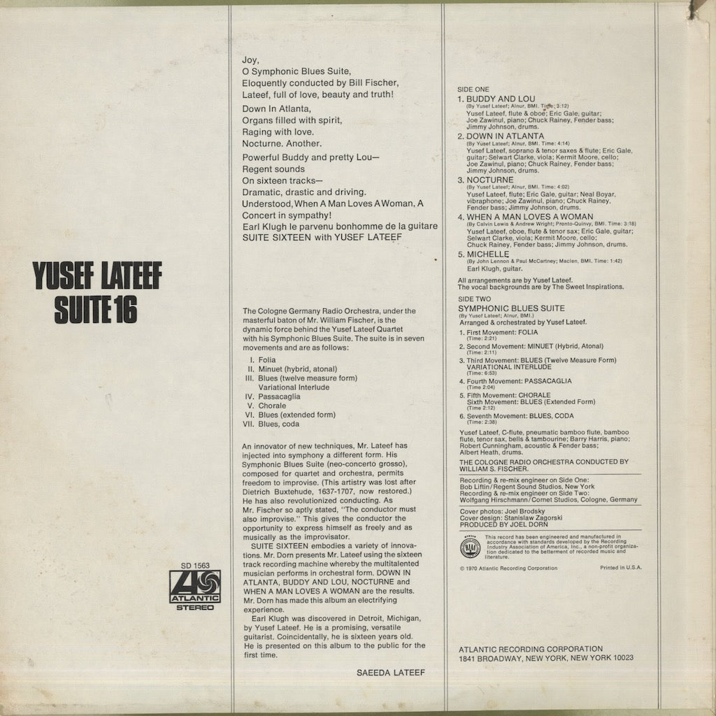 Yusef Lateef / ユセフ・ラティーフ / Suite 16 (SD 1563)