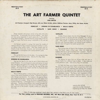 Art Farmer - Art Farmer Quintet Featuring Gigi Gryce (PJ-7017-4) LP 1972 JPN Prestige｜中古LP