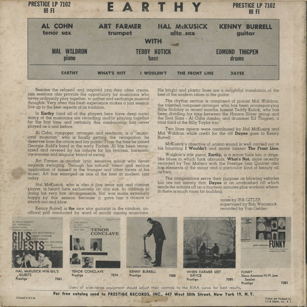 The Prestige All Stars / Earthy (PRLP 7102)