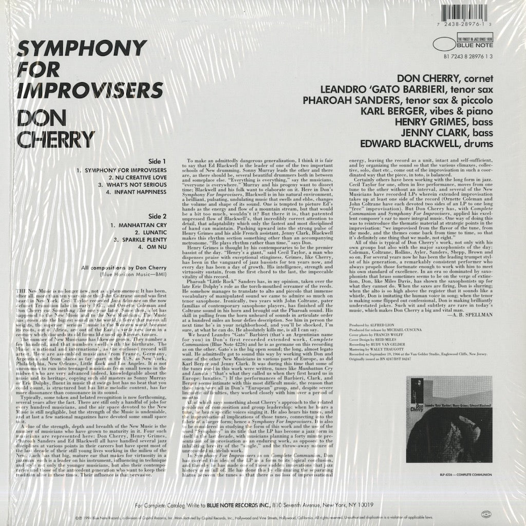 Don Cherry – Symphony For Improvisers (B1-28976) LP 1994 US Blue Note｜中古LP