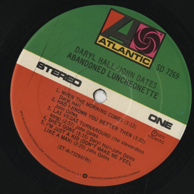 Daryl Hall & John Oates / ダリル・ホール　ジョン・オーツ / Abandoned Luncheonette (SD7269) US 1973 Pressing