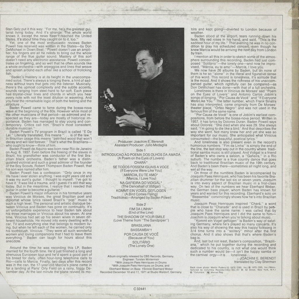 Baden Powell / バーデン・パウエル / Solitude On Guitar (C32441)
