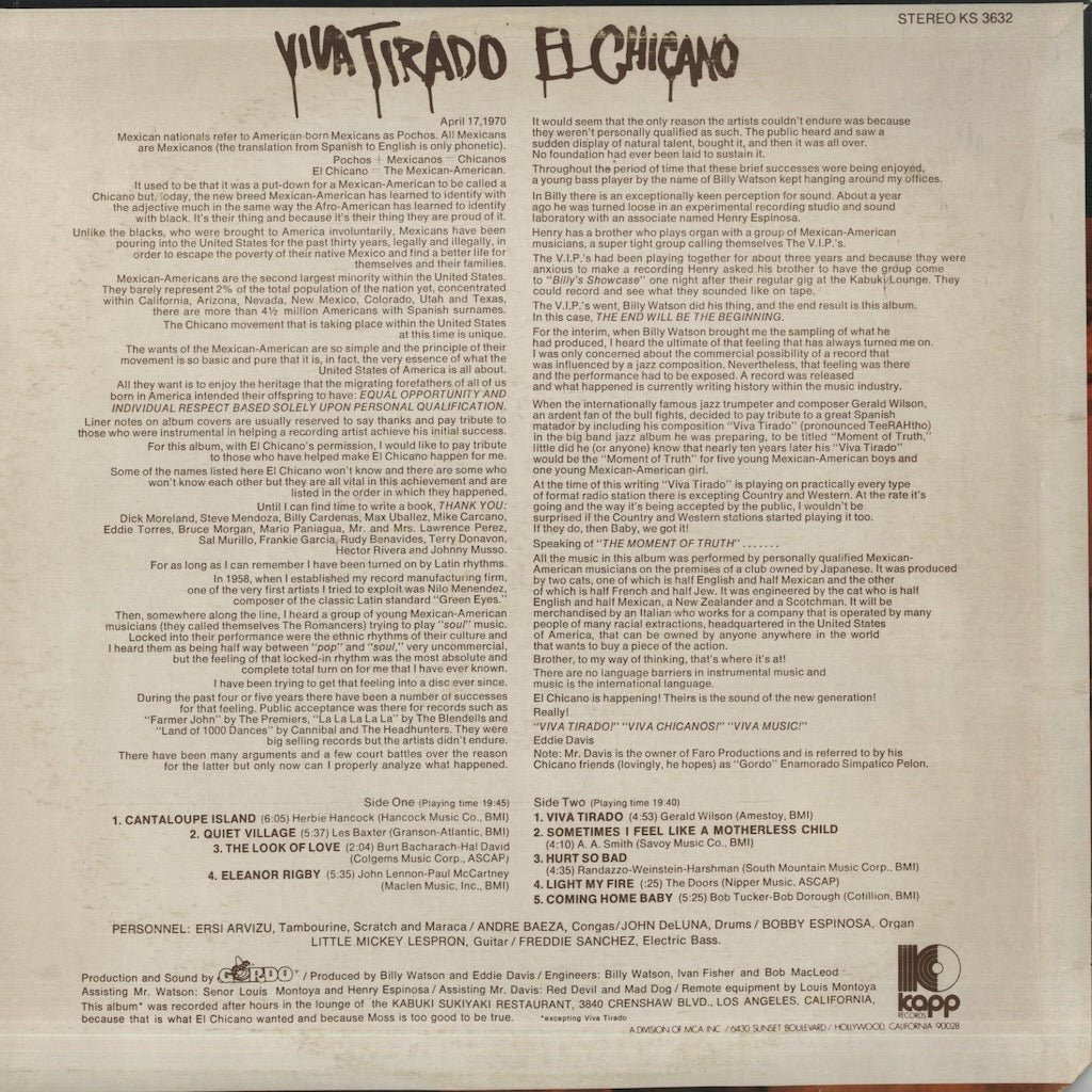 El Chicano / エル・チカーノ / Viva Tirado (KS 3632)