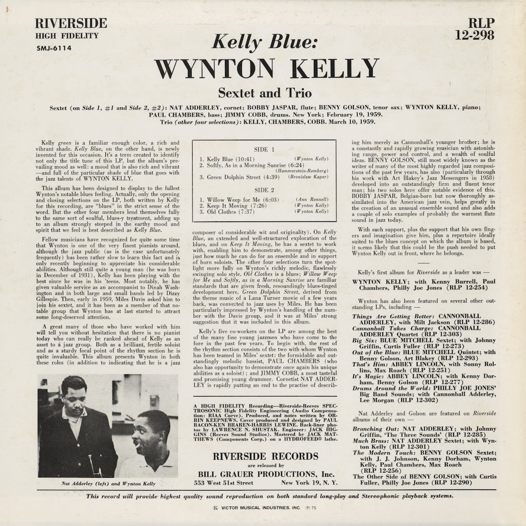 Wynton Kelly / ウィントン・ケリー / Kelly Blue (SMJ6114) 1975 JPN Pressing
